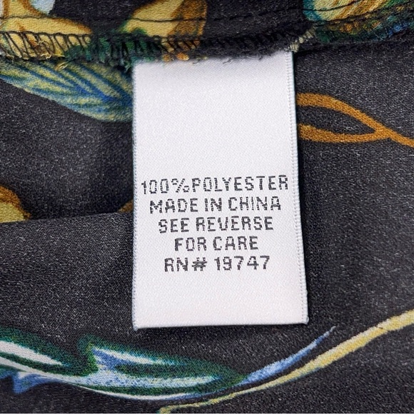 XL COUNTERPARTS BLACK FLORAL TROPICAL PRINT BLOUSE  LONG SLEEVE GREEN - Picture 7 of 13